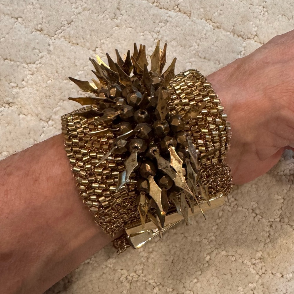 Gold Spiked Statement Cuff Bracelet